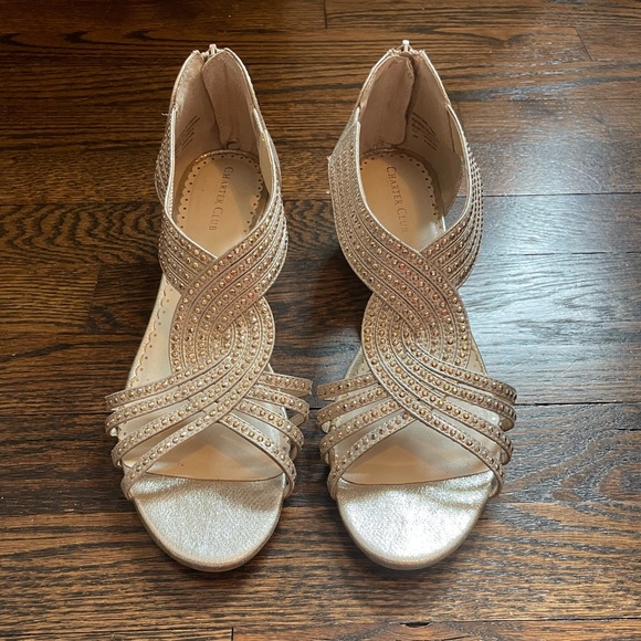 Gold Charter Club Ginifur Wedge Sandals/Wedge Heels - Picture 3 of 7